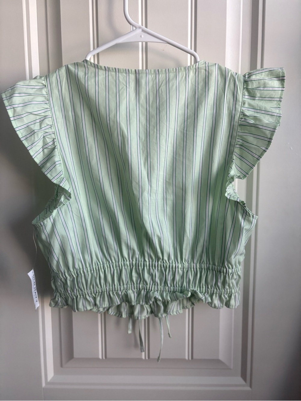 Old Navy Mint Green Striped V-Neck Ruffle Crop Top - Picture 6 of 9